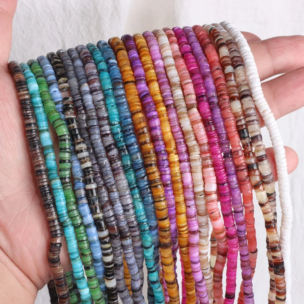

4-6MM Natural Heishi Pearl Beads Flat Dyed Shell Beads For Jewelry Making Bracelet Handmade Earring Necklace Gift Wholesale