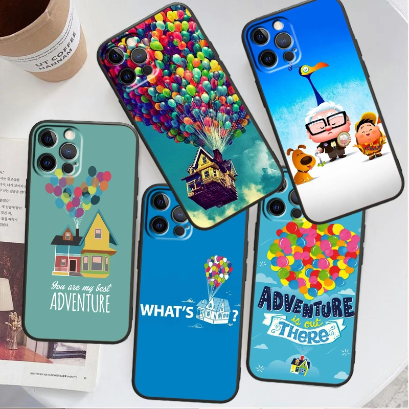 

Balloon Anime UP Phone Case For Apple iPhone 14 13 12 11 SE XS XR X 7 8 6 Mini Plus Pro MAX 2020 Black Soft Cover