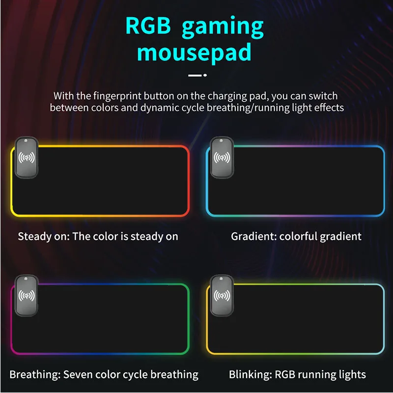 

Black RGB Glow Game Mouse Pad XXL Black Desktop Pad DIY Full-color Printing High-quality Printing Customize Your Mouse Pad