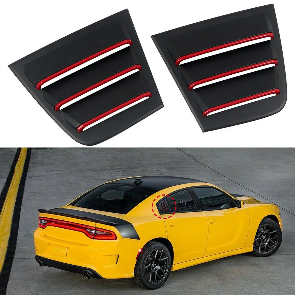 

Black + Red Rear Window Louver Shutter Cover 2pcs For Dodge Charger 2011-2021