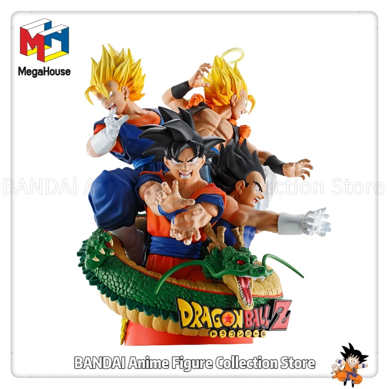 Фото Лидер продаж, оригинальный MegaHouse MH PETITRAMA DX DRAGON BALL RE BIRTH 02, Son Gokuu SHENRON Vegetto Gogeta Toys, модель, украшения, статуя №2