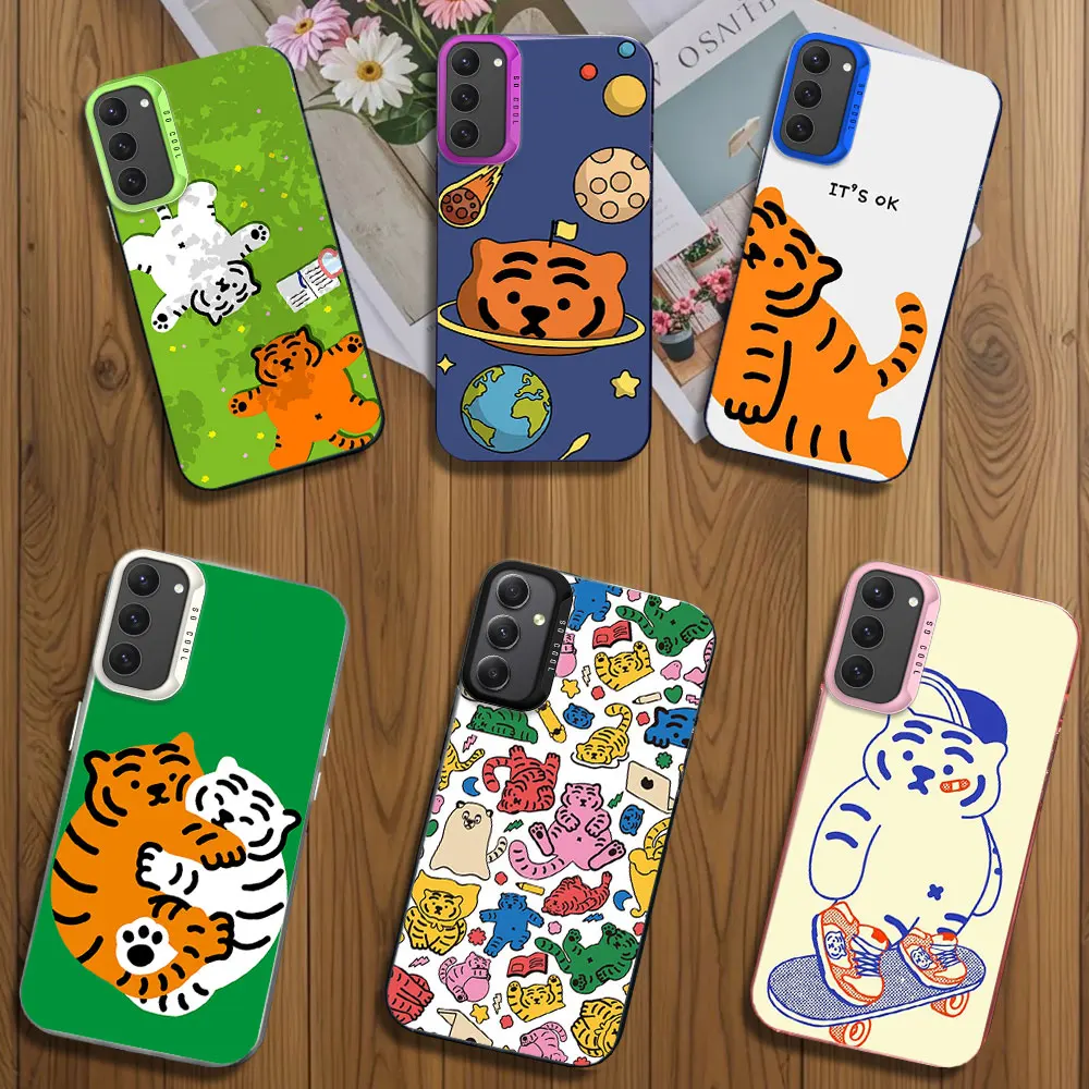 Модный чехол для телефона с милым тигром M-Muzik iPhone 12 11 13 14 15 16 Max Pro Plus лазерный