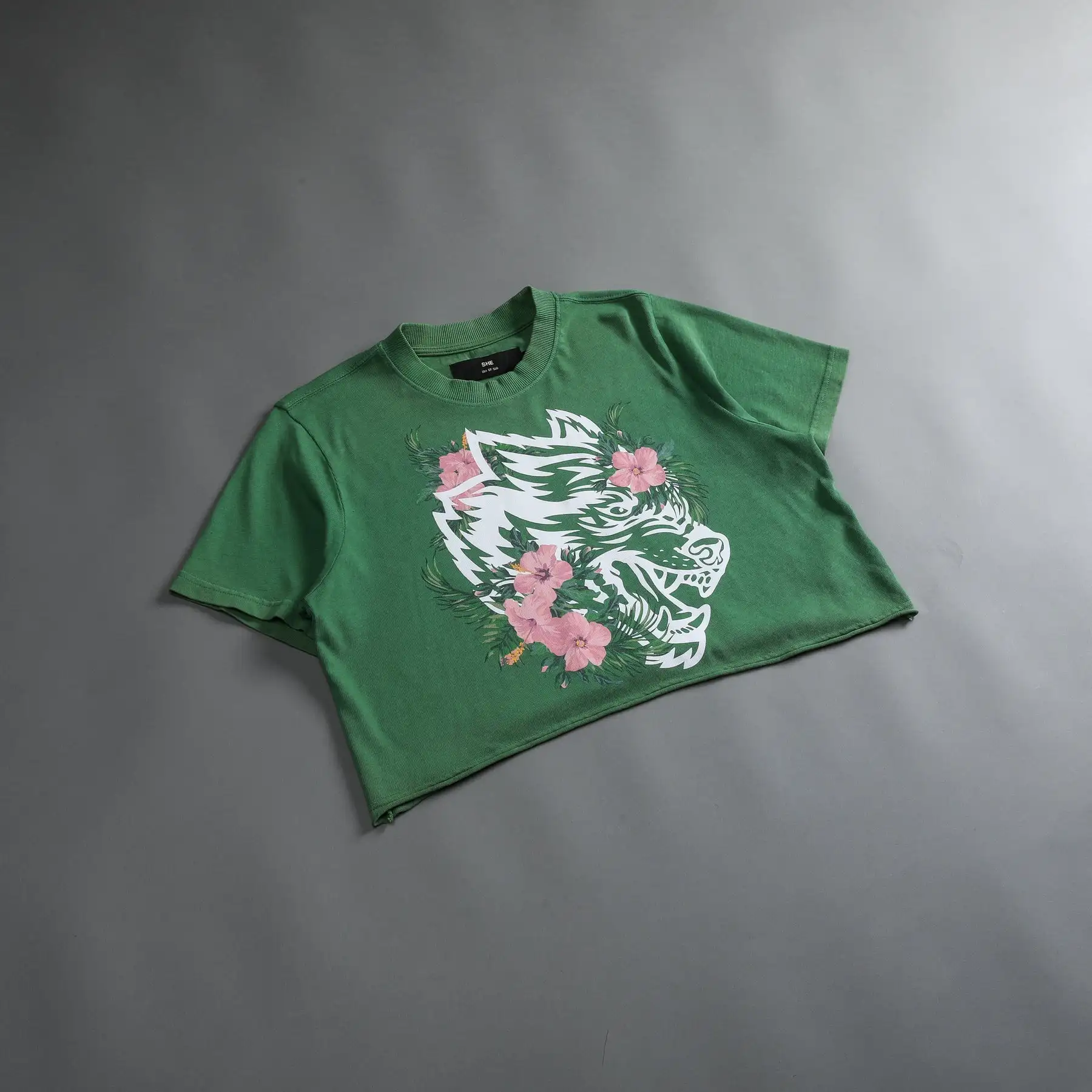 Darc She Shirt Wolf Head Top Cherry Blossom Wolf Yoga Short Sleeve Women Summer Pure Cotton Pure Cotton Sports Fitness T-shirt