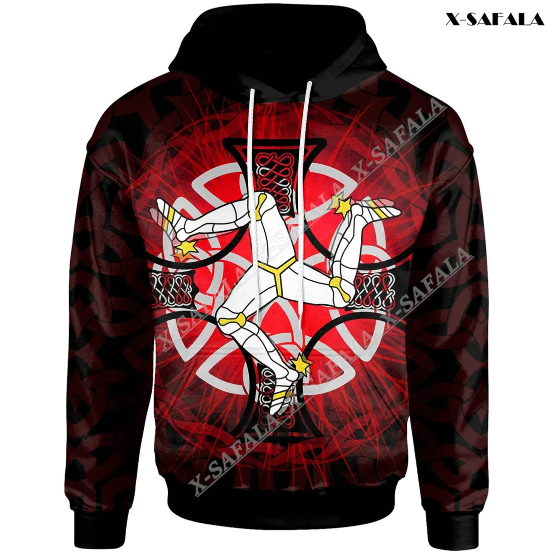 

Худи мужское на молнии с 3D-принтом и символами острова Мэн