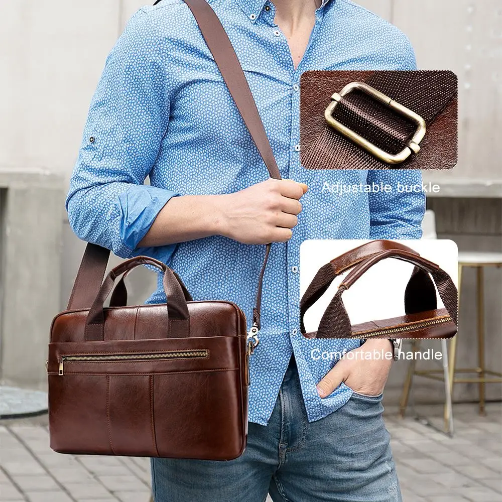 

New Leather Business Bag Briefcase Document Holder for 15.6'' Laptop Messenger Bag for Work Business Hand Shoulder Bags, 8523