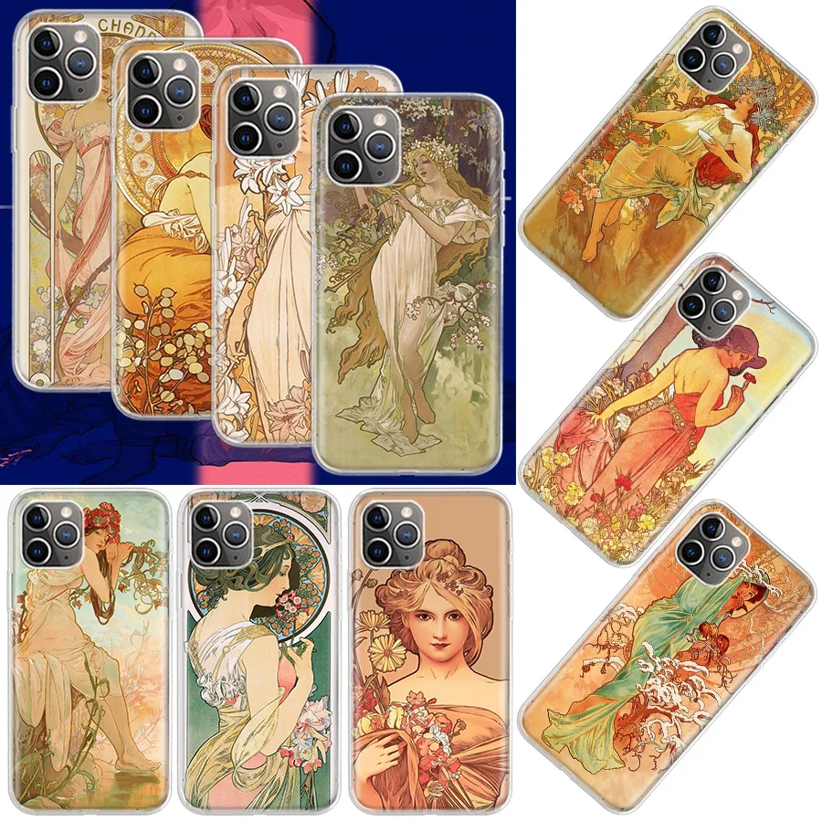 

Alfons Mucha Primavera Phone Case For Apple Iphone 12 Mini 14 13 15 Pro Max 11 X XS XR 8 7 Plus SE 2020 Funda Cover Shell Coque