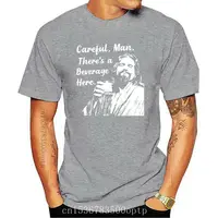 Mens Clothes  Big Lebowski T Shirt Funny Movie Quote Tee Vintage 90s The Dude Abides Careful Man There's A Beverage Here Top Tee