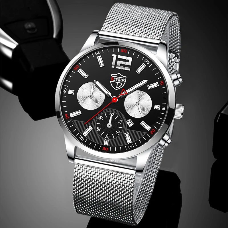 Luxury Mens Watches Stainless Steel Mesh Belt Quartz Wristwatch Calendar Fashion Men Business Casual Leather Luminous Watch
Luxury Mens Watches Stainless Steel Mesh Belt Quartz Wristwatch Calendar Fashion Men Business Casual Leather Luminous Watch