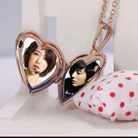 gift friend chain jewelry photo picture locket heart shaped pendant necklace