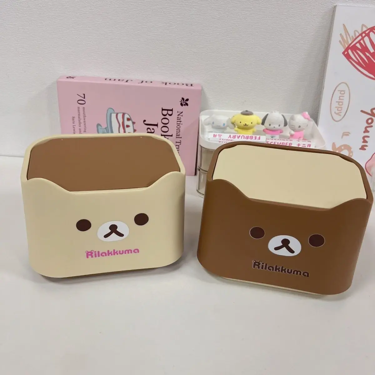 Фото Kawaii Rilakkuma Корзина для хранения Мини-коробка для хранения Милый аниме Мультфильм Настольная сортировка мусорного бака Автомобиль Дом изголовья для девочек Подарочные игрушки №3