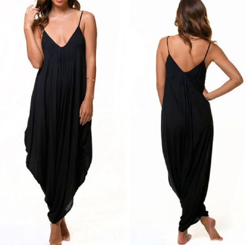 

Women's new V-neck sexy suspender Jumpsuit