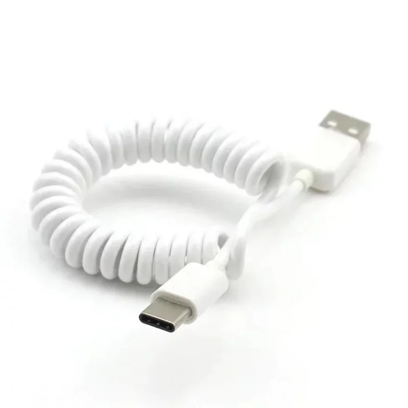 

1pcs USB To Type-C USB-C Data Sync Charger Spring Coiled Cable For Smartphone