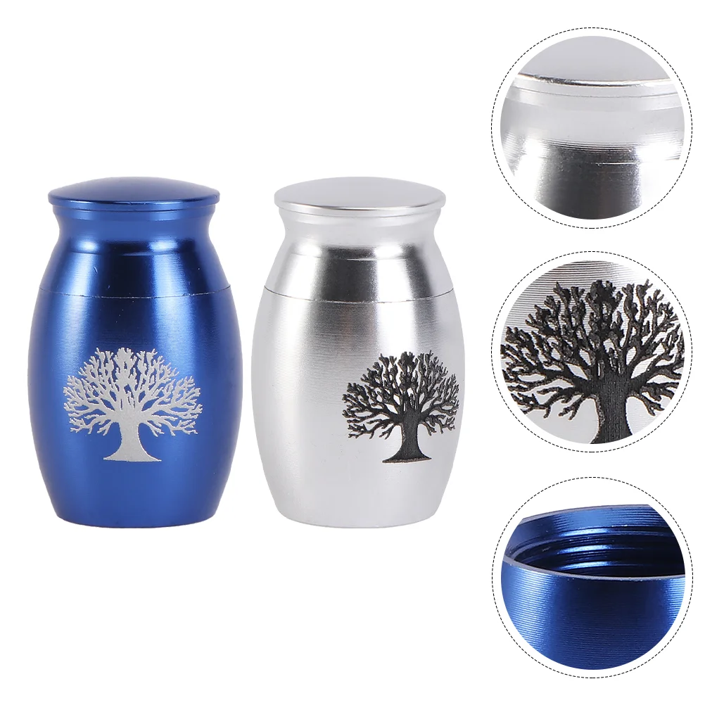 

2 Pcs Animal Urn Funeral Cremation Animals Ash Tank Unique Pet Stainless Steel Small Keepsake Metal