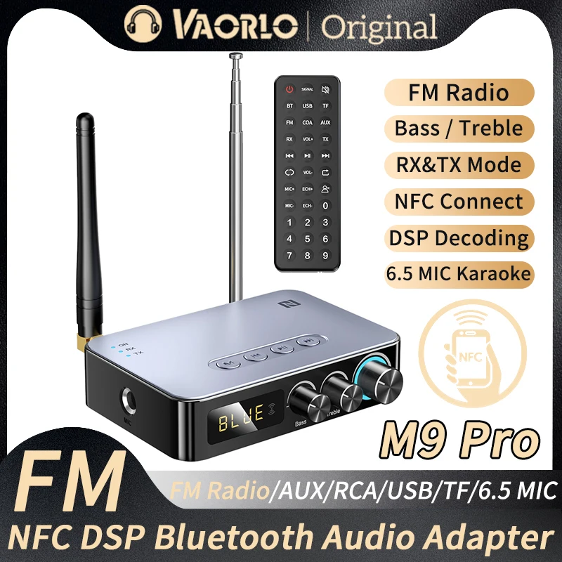 

M9 Pro Bluetooth 5.1 Audio Receiver Transmitter 3.5mm Aux Wireless Music Adapter U Disk/TF Card FM Radio Player DAC Converter