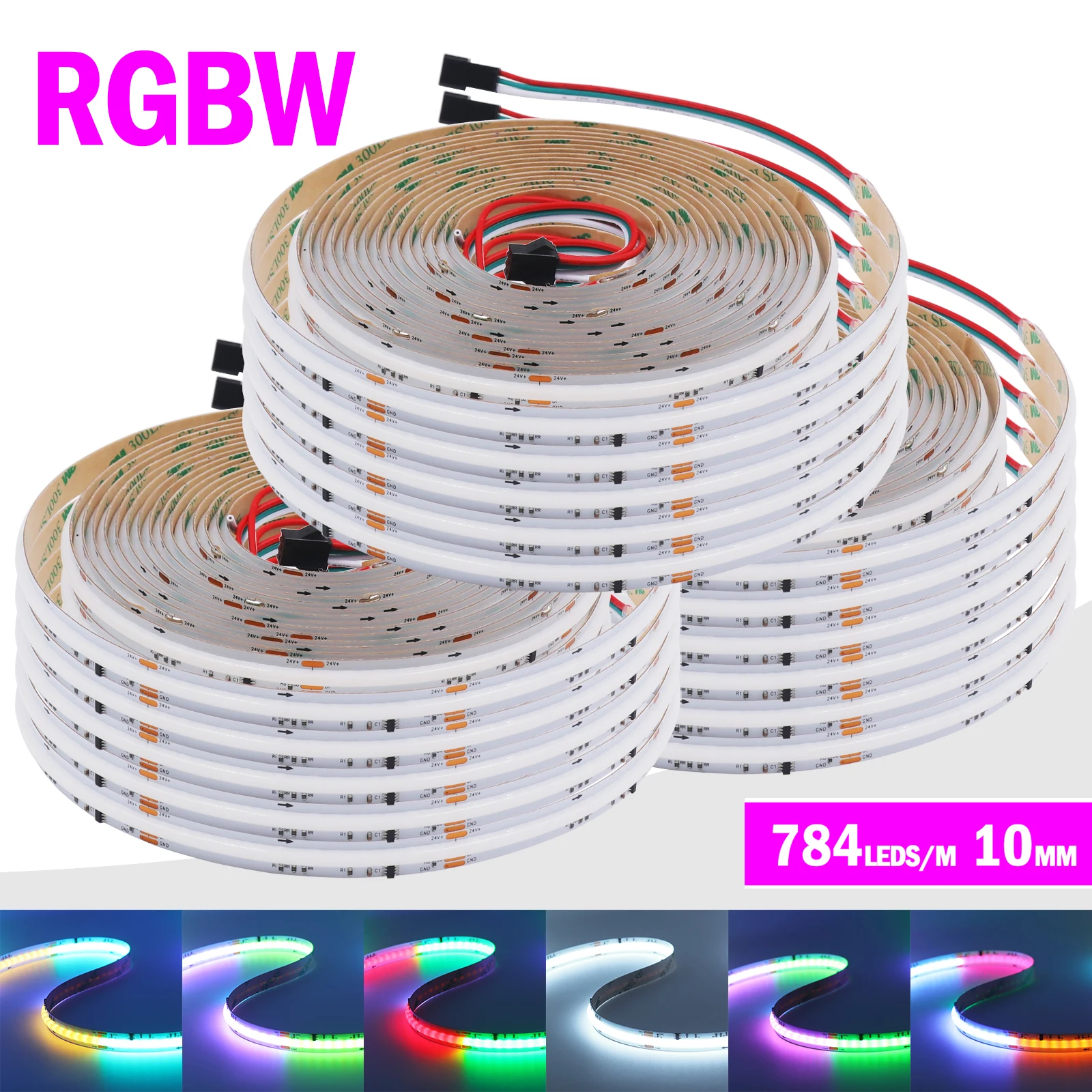 Фото WS2811 RGBW/RGBWW COB Светодиодные ленты 784 светодиодов/M WS2811 IC Полная цветная лента мечты Адресная умная лампа COB RA90 DC24V №3