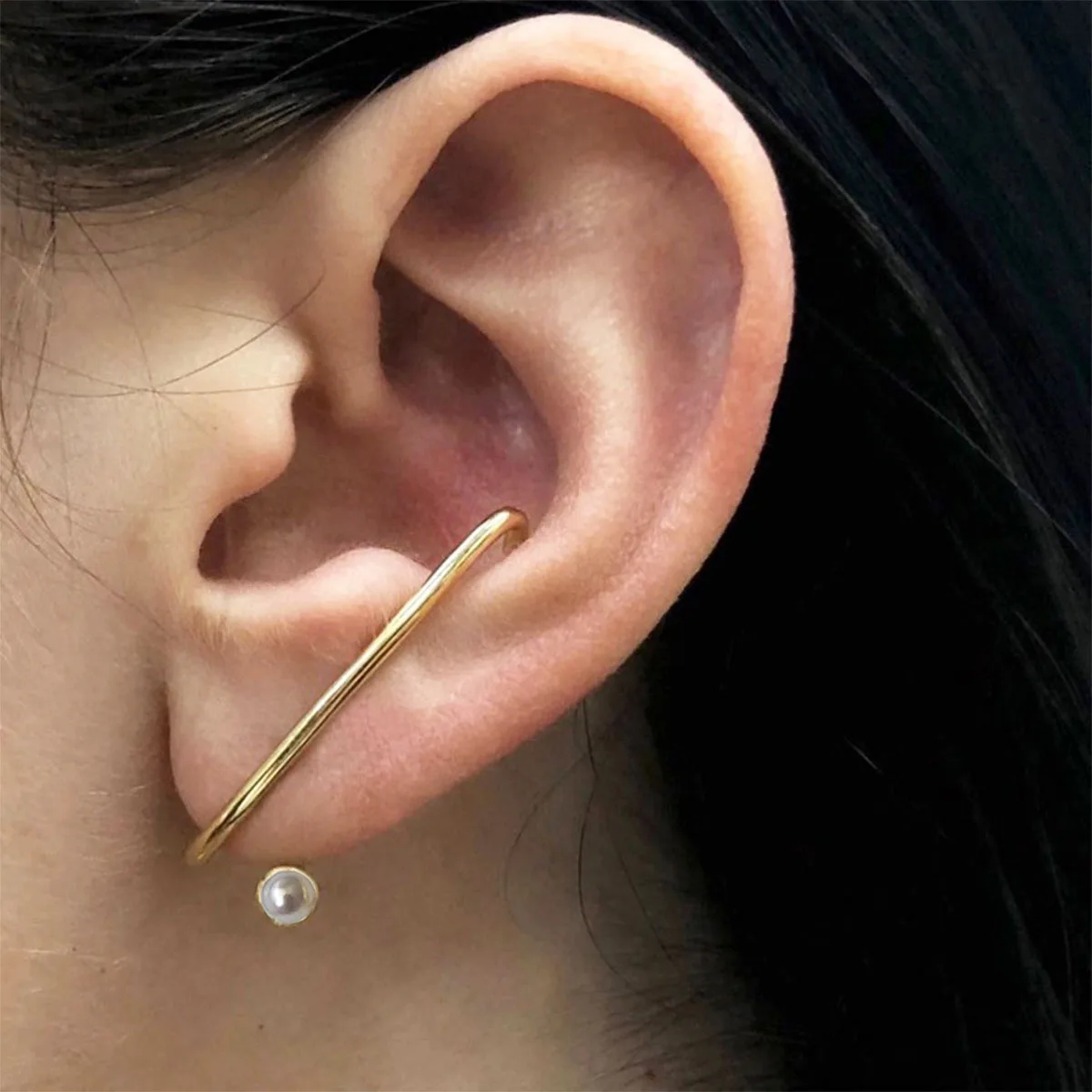 

Простые индивидуальные металлические серьги с одним жемчугом для женщин в корейском и японском стиле модные серьги-гвоздики для пирсинга