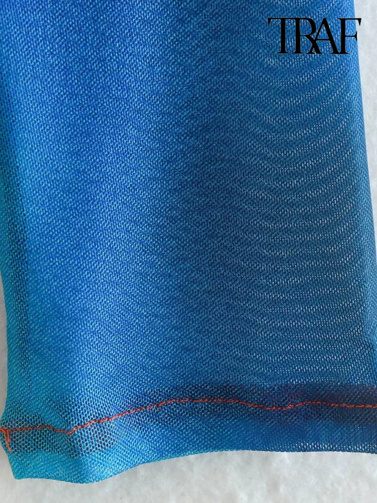 Женские Модные полупрозрачные комбинезоны TRAF из тюля с принтом винтажные