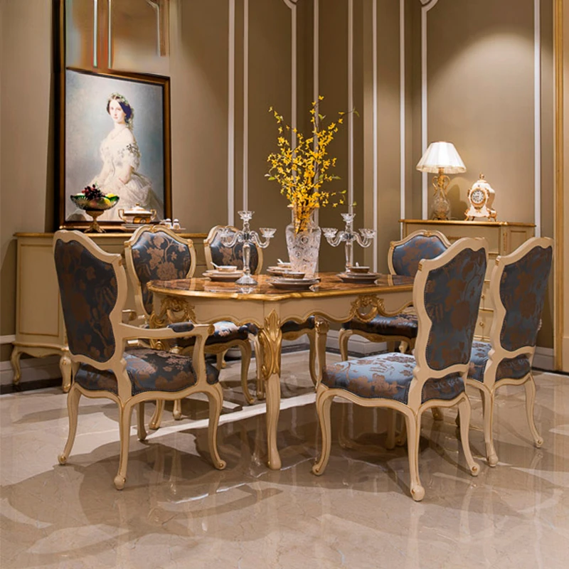 

Европейский стол и стул в комбинации, французский светильник роскошный квадратный стол, вилла, мебель из массива дерева, американский стол