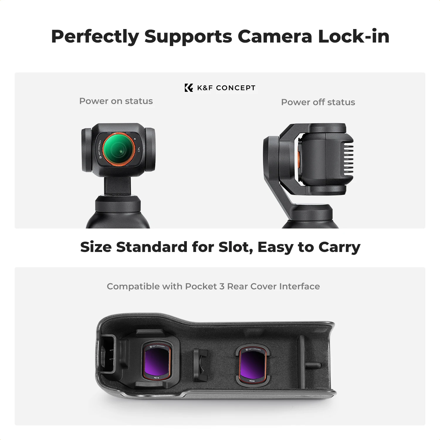 Фото Комплект фильтров K&F Concept для DJI Osmo Pocket 3, CPL+ND16/ND64/ND256, магнитное быстросъемное крепление, 18-слойное HD оптическое стекло, без виннетинга №5
