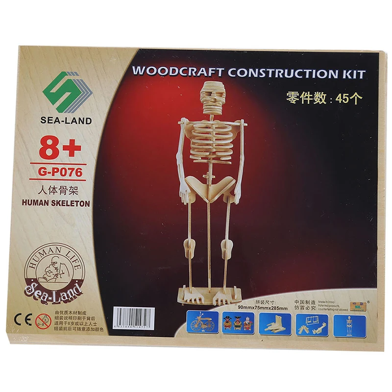 

Hot Sale Child Assemble Man Skeleton Model 3D Wood Puzzle Toy Construction Kit Special Birthday Christmas Gift For Kid