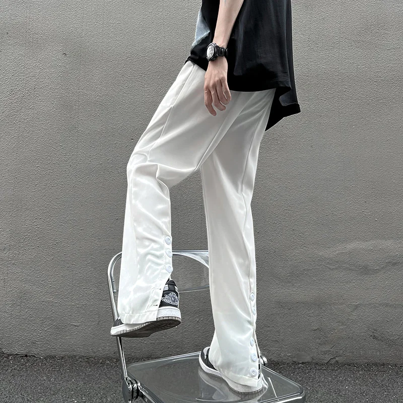 

Plus Size 5XL-S Summer Fashion Back Buttons Loose Casual Wide Leg Suit Pants Men Clothing 2022 Full Length Straight Trousers