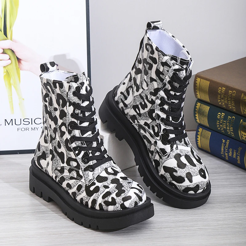 

New Women‘s Boots 2022 Chunky botines Motorcycle Boots for Women Fashion Round Toe Combat Boots Ladies Shoes Botas De Mujer