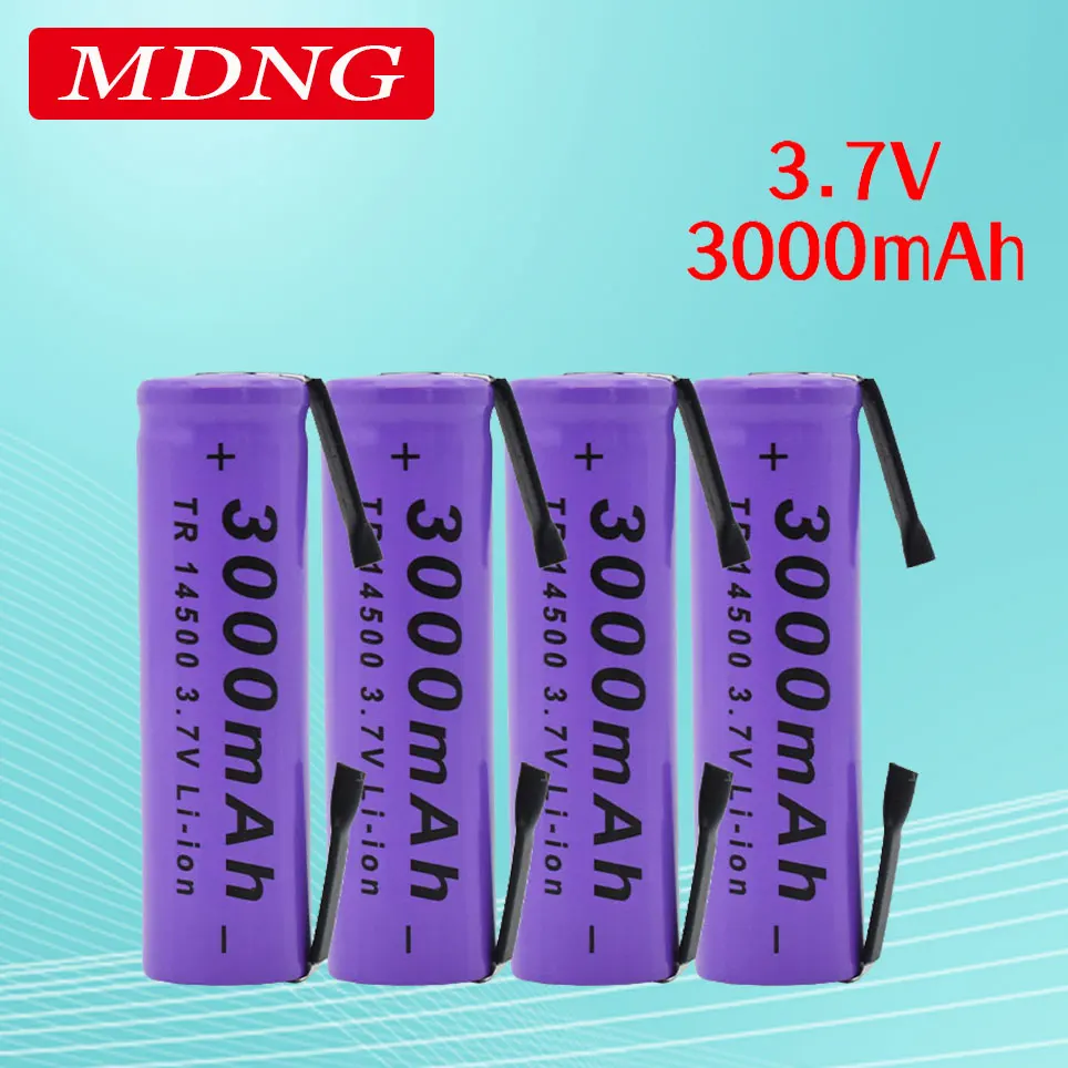 

14500 Lithium Battery 3.7V 3000mAh Rechargeable Batteries Welding Nickel Sheet bateria For Torch LED Flashlight Toy