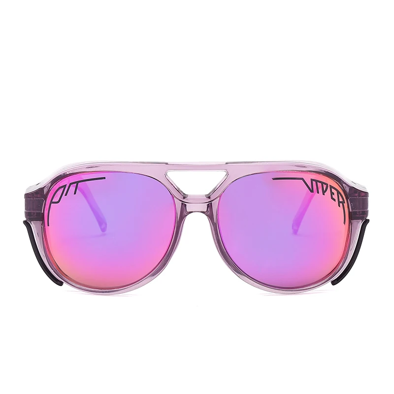 Жаркая очка Пит Вайпер с плоской верхней частью, черная оправа, зеркальные линзы, ветрозащитные, спортивные, модные поляризованные солнцезащитные очки Uv400 для мужчин / женщин.