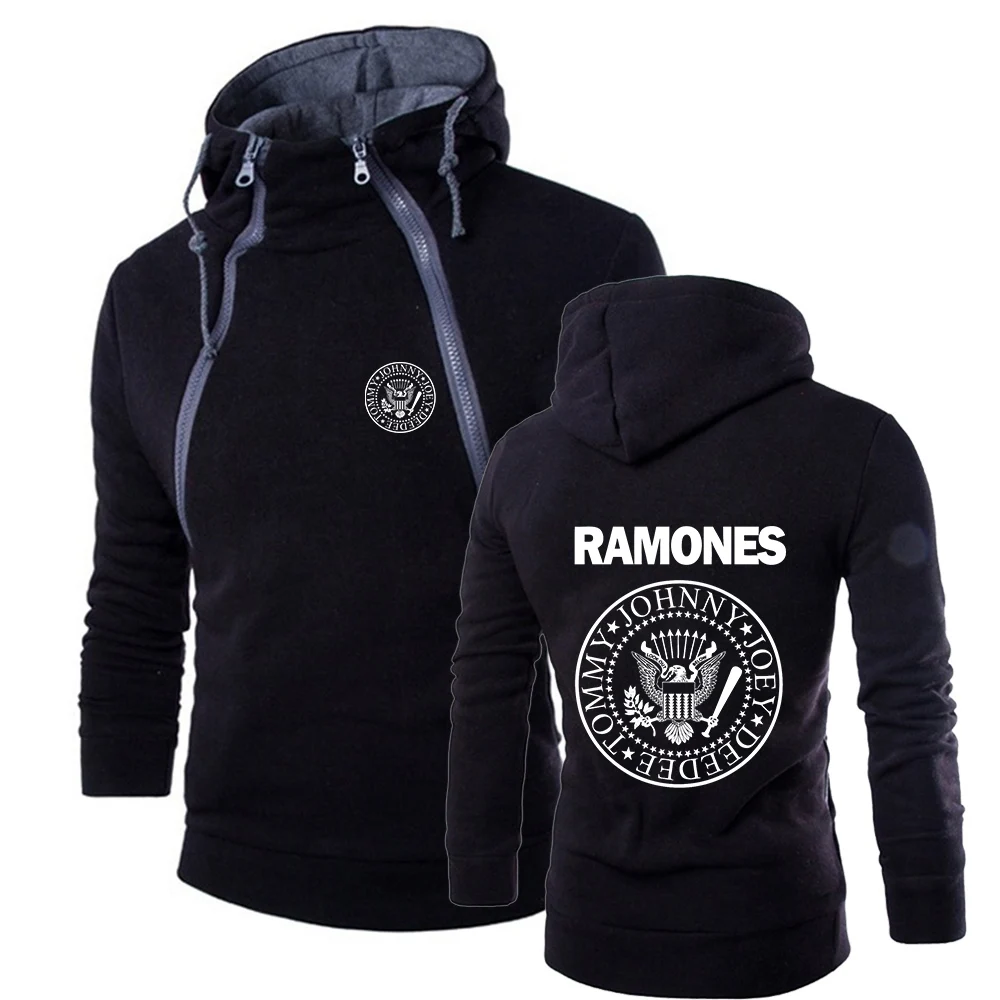 

2022 Ramone Seal Graphic Print Autumn Winter Men Double Zipper Long Sleeve Coat Hoodie Sweatshirt Jackets Clothing Outerwear