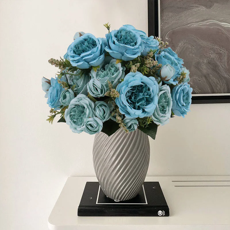 

Искусственные шелковые цветы, винтажные Бордовые розы, пионы, высококачественные искусственные цветы для свадебного фона, украшение для до...