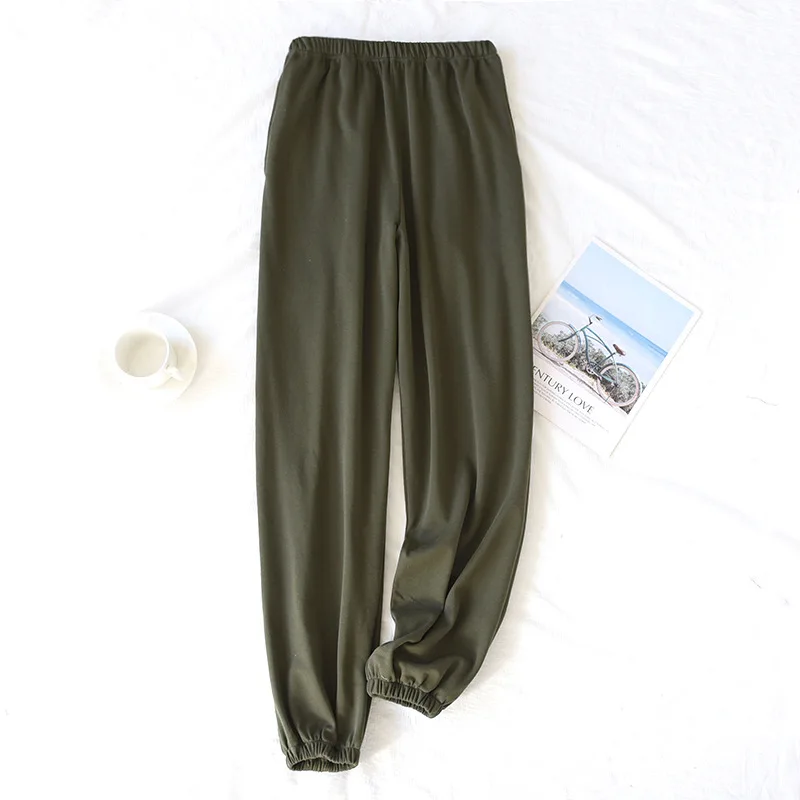 Pajama Pant Home Men Spring Autumn Cotton Ankle-tied Sweatpants Thin Sports Trousers Simple Loose Casual Fitness Bottoms Joggers