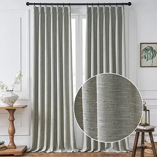 

Pleat Back Tab Luxurious Beige Semi Sheer Curtain for Living Room, Privacy Light Filtering Window Drapes, 2 Panels,40" W x84 Cur