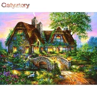 gatyztory diy oil painting by numbers house landscape by numbers acrylic paint art pictures handpainted canvas for home decor