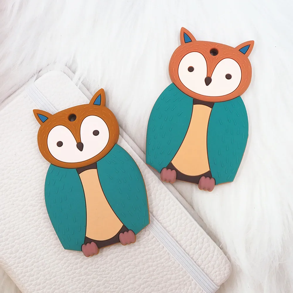 

Chenkai 5pcs Silicone Owl Cat Fox Teether DIY Baby Chewing Pendant Nursing Sensory Teething Pacifier Dummy Jewelry Animal Toy