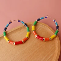 colorful enamel c shaped earrings rainbow earrings geometric double sided dripping oil niche design earrings party jewelry gifts
