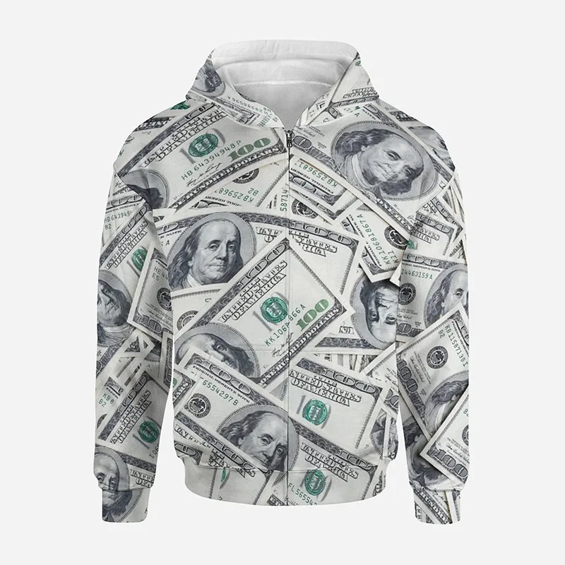 

3D Print U.S. Dollar Bills Men Women Children Fashion Zip up Hoodie Casual Harajuku Zipper Sweatshirt Streetwear Boy Girl Jacket