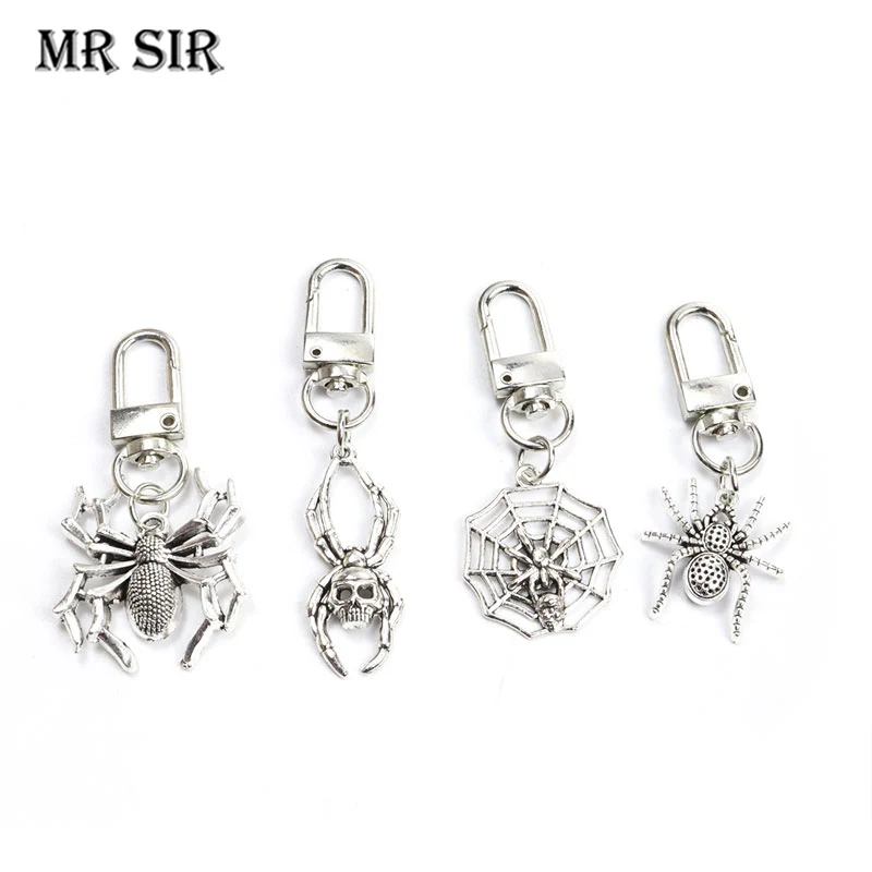 Spider Keychain Metal Alloy Bag Pendant Earphone Case Protective Cover Charm Fashion Gothic Keyring Men Women Accesories Jewelry