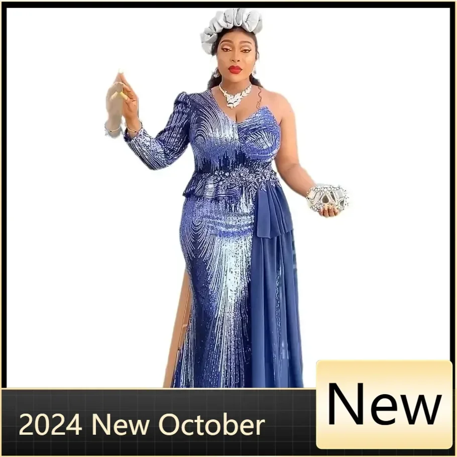 Африканские вечерние платья с блестками для женщин осенние элегантные