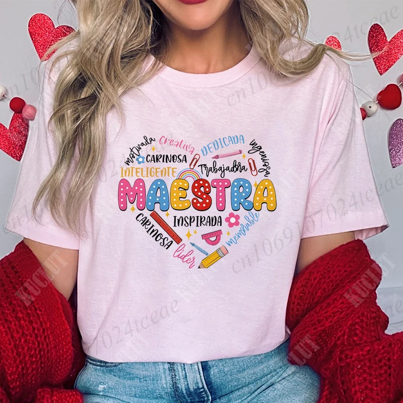 Футболка Maestra для учителя Снова в школу рубашки испанского подарок учителю