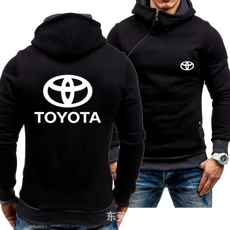 

Spring Autumn Men's Hoodies TOYOTA Car Logo Print Casual Diagonal zipper Sweatshirts Man Hoody Harajuku Zipper Jacket