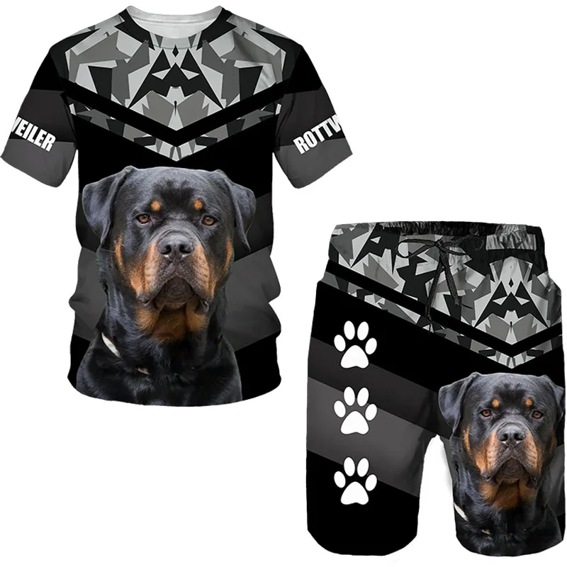 

Summer 3D Dogs Printed T-shirt Shorts Sets Men's Sportswear Tracksuit O Neck Short Sleeve T-shirt Cool Men's Clothing Suit