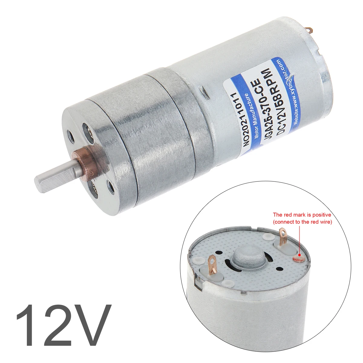 

DC Motors JGA25-370 Geared Motor DC Motor 12V Electric Gear Motor High Torque 22 -1360 RPM Toy Car DIY DC Motors