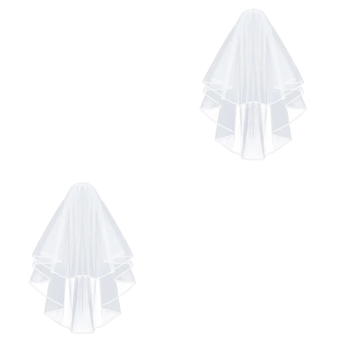 

2pcs Simple and Wedding Veil Bridal Tulle Veils with Comb and Lace Ribbon White (White)