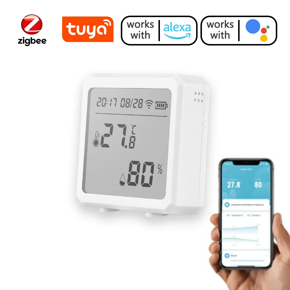 

Умные датчики влажности и температуры Tuya ZigBee3.0, ЖК-дисплей, индикатор даты и времени, работает с Alexa GoogleHome