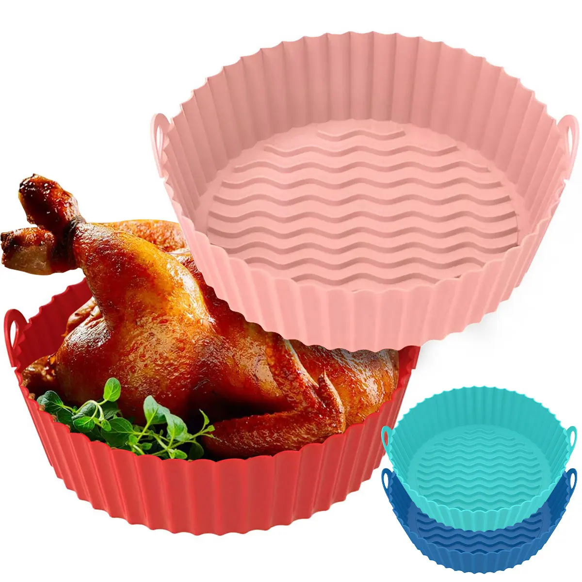 

2 шт., силиконовые Жаростойкие корзины для курицы и говядины, 7,5 дюйма