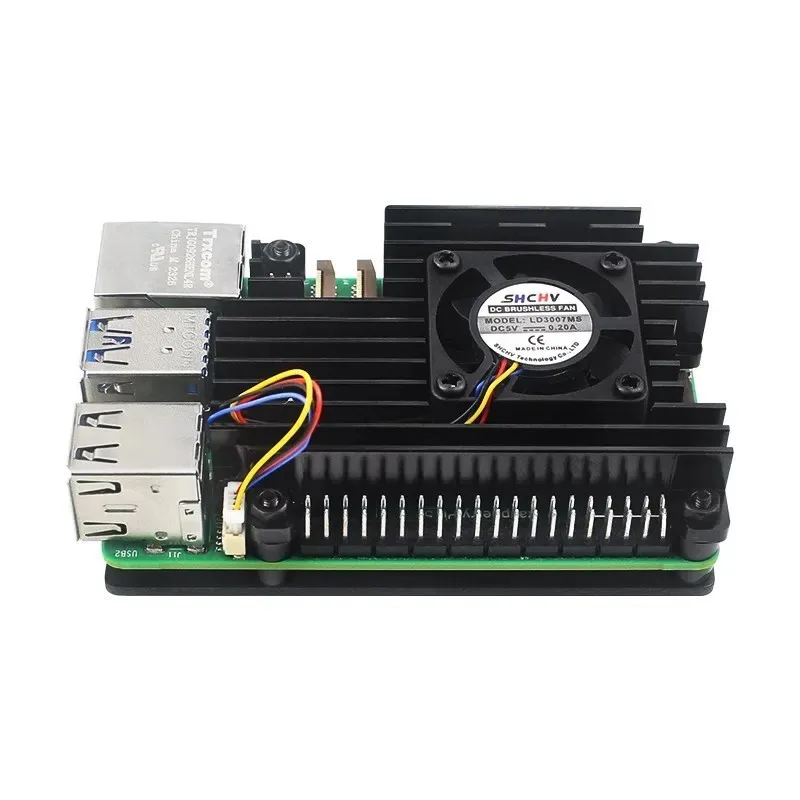 Корпус для Raspberry Pi 5 с пассивным охлаждением из алюминиевого сплава вентилятором