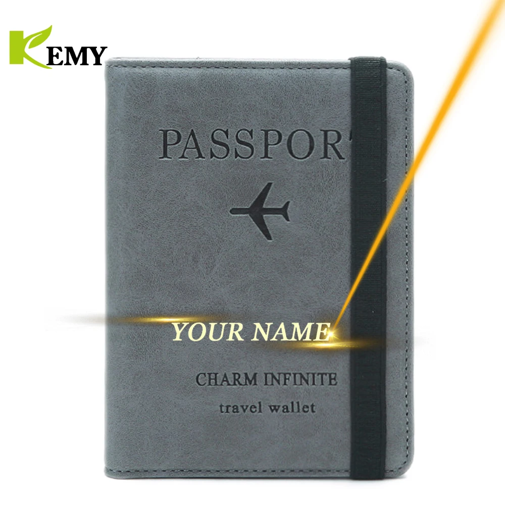 

Kemy Free Engraved Passport Cover Travel Wallet Passport Holder Men's Bank Card Holder Case Women Credit ID Document Customized