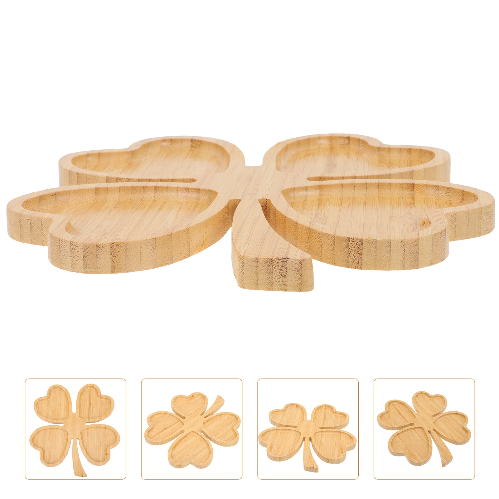 

Four-leaf Dried Fruit Plate Wood Decor Displaying Bamboo Leaves Dish Dry Holder Tray Storage Table Sushi