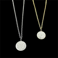 new silver trendy round necklace full zircon pendants women choker necklaces wedding engagement gift for girl fine jewelry