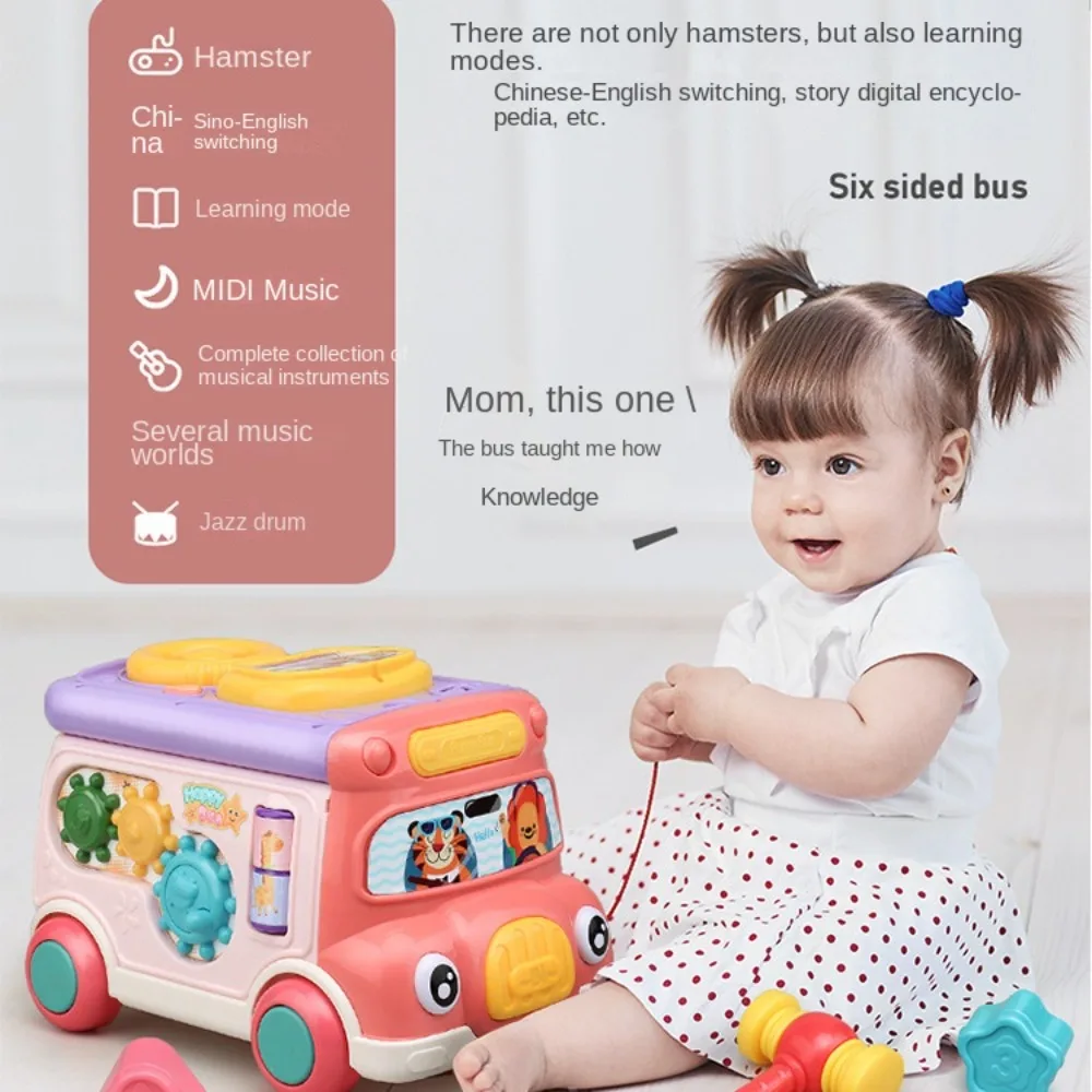 

Early Learning Multifunctional Stacking Bus Musical Montessori Toy Musical Bus Hammer Puzzle Games Learning Education Bus